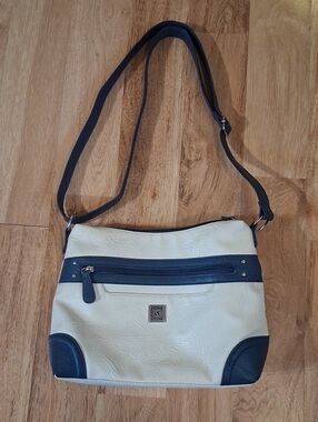 Stone & Co. Cream and Navy Faux Leather Crossbody